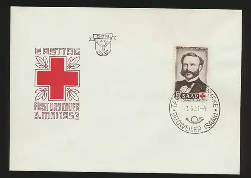 Saarland 343 Rotes Kreuz Dunant Friedensnobelpreisträger FDC