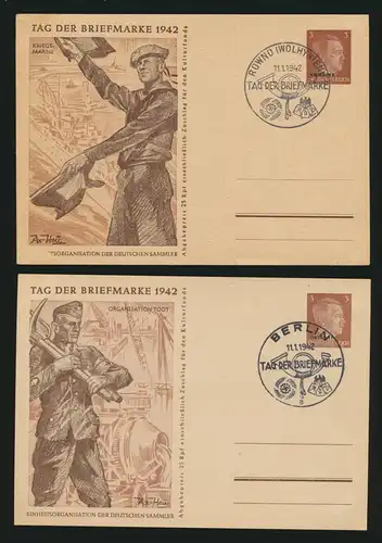Deutsches Reich + Besetzung Lot von 5 Ganzsachen teils SST Tag der Briefmarke