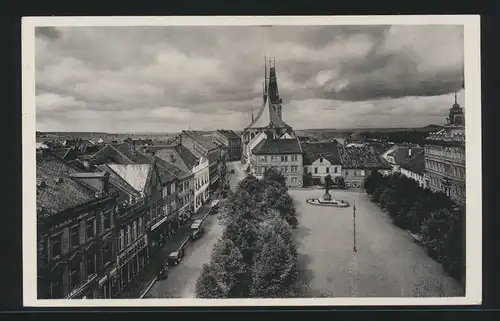 Besetzung Deutsche Dienstpost Böhmen & Mähren auf Ansichtskarte Louny Tschechien