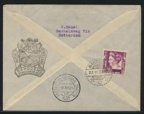 Flugpost air mail Niederlande Amsterdam Batavia 500. Flug n. Bandoeng und rs.