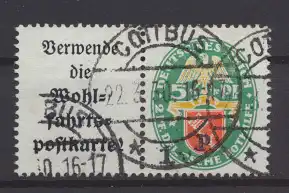 Deutsches Reich Zusammendruck Nothilfe Wappen W 34 sauber gestempelt Kat. 80,00 