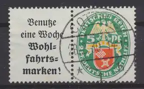 Deutsches Reich Zusammendruck Nothilfe Wappen W 35 sauber gestempelt Kat. 80,00