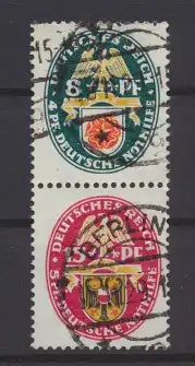 Deutsches Reich Zusammendruck Nothilfe Wappen S 68 sauber gestempelt Kat. 16,00