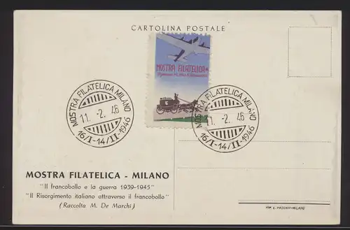 Flugpost air mail Italien tolle Flugkarte Philatelie Mailand Mostra Milano 1946