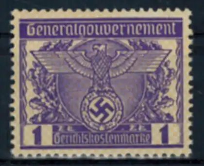 Deutsches Reich Vignette Generalgouvernement 1 Zt. Gerichtskostenmarke postfr.