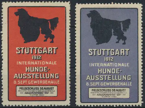 Vignette Reklame Jugendstil Künstler Hunde Ausstellung Stuttgart 1912 