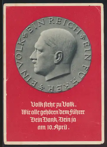 Deutsches Reich Propaganda Ansichtskarte mit 2 Länderfrankatur Österreich Wien