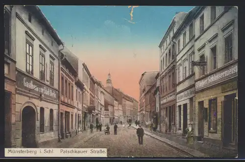 Ansichtskarte Münsterberg Schlesien Patschkauer Straße Gasthaus 