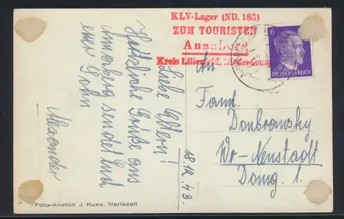 Österreich D. Reich Kinderlandverschickung Annaberg mit selt. ro. L4 KLV Lager