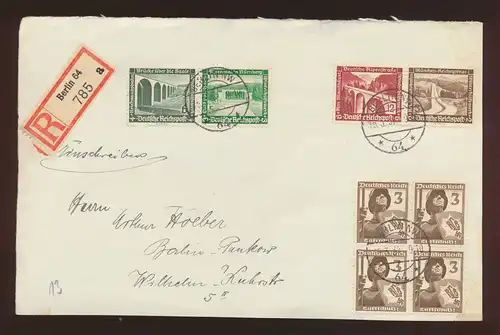 Deutsches Reich Briefvorderseite  MIF Zusammendruck WHW plus Viererblock Berlin