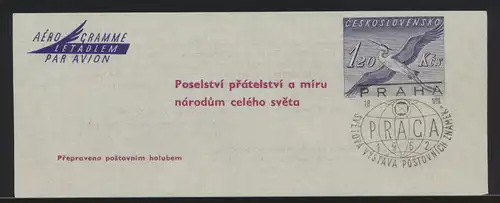 Flugpost air mail Tschechoslowakei Adresszettel 1,20 Kc. mit SST Prag 1962