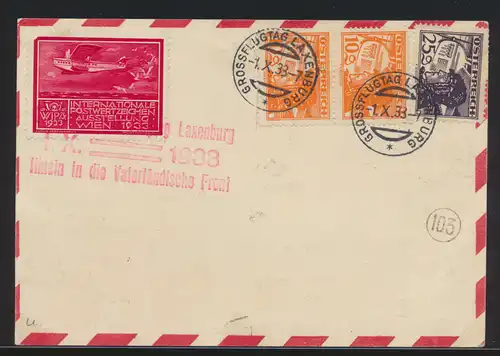 Flugpost air mail Österreich Austria Großflugtag Laxenburg Propagandastempel
