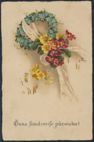 Estland Postkarte 37 A Tartu 21.1.1925 Geburtstagsgruß Blumenkranz