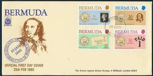 Bermuda Ersttagsbrief MIF 378-381 Hamilton Sir Rowland Hill Penny Post 25.2.1980