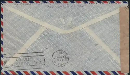 Österreich Brief Luftpost Zensur MIF 742+750+767+802+835 Wien nach New York