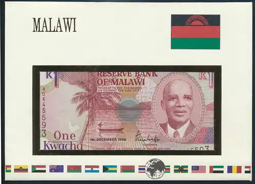Geldschein Banknote Banknotenbrief Malawi Afrika Schein 1 Kwacha P 23b