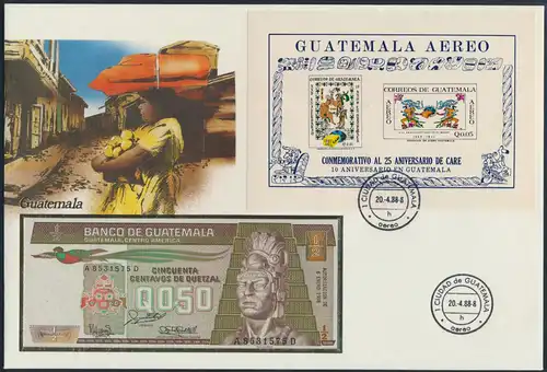 Geldschein Banknote Banknotenbrief Guatemala 0,5 Quetzal sehr exotisches Motiv