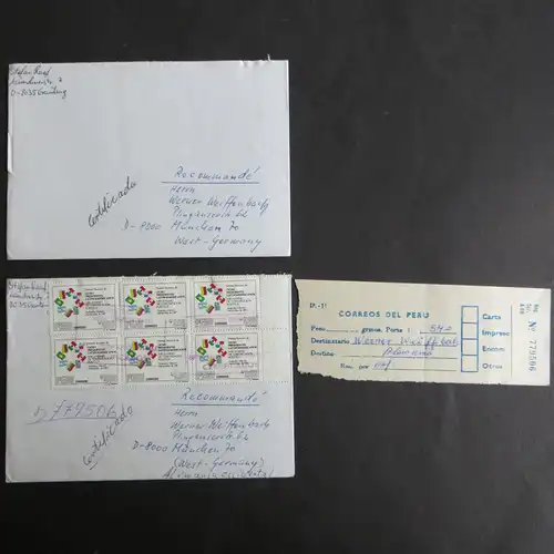 Bund München Briefe Incoming Mail Einschreiben a. Übersee + Grenzübergangsbeleg 