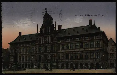 Ansichtskarte Anvers via Charleroi Belgien Feldpost St. 2. Landsturm Eskadron 