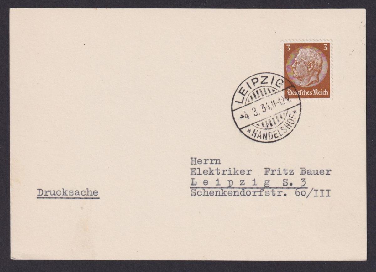 Leipzig Sachsen Deutsches Reich Drittes Reich Karte SST Handelshof n