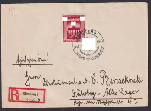 Nürnberg R Brief Deutsches Reich EF 829 Jüterbog Altes Lager Brandenburg selt.ST