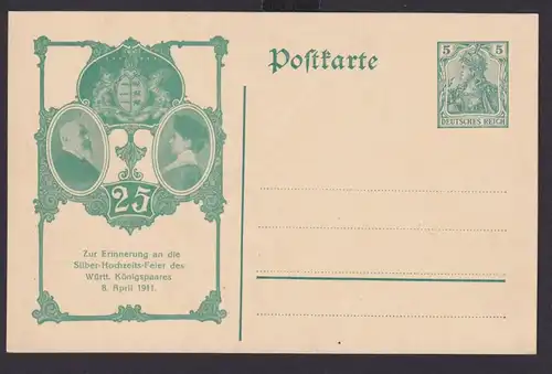 Briefmarken Deutsches Reich Privatganzsache Silberhochzeit Königpaar Württemberg