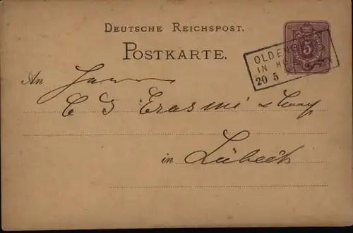 Deutsches Reich Ganzsache 5 Pfg. mit Stempel R 3 Oldenburg Holstein n. Lübeck