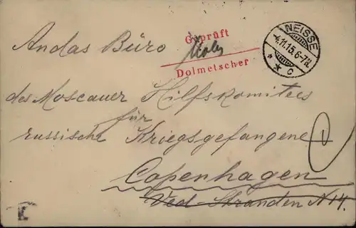 D.- Reich Kriegsgefangenenpost Neisse Nysa Offizier-Lager Dänemark Dolmetscher