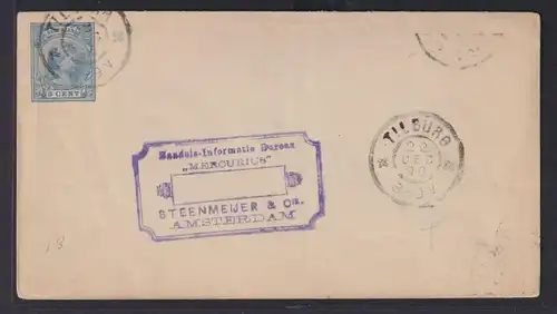 Niederlande Ganzsache Umschlag Königin Wilhelmina 5c blau Tilburg
