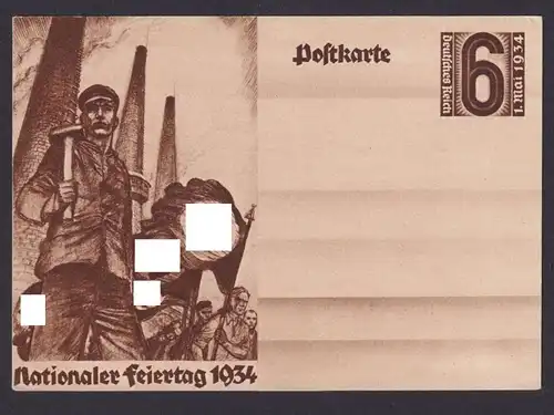 Briefmarken Deutsches Reich Propaganda Ganzsache Nationaler Feiertag 1934