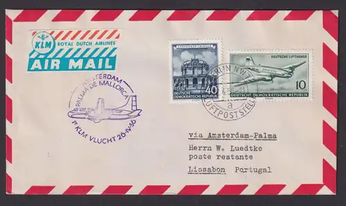 Flugpost Brief Air Mail KLM Amsterdam Palma de Mallorca Zuleitung DDR Berlin