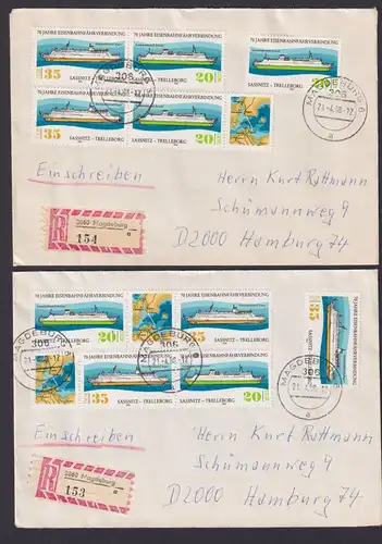 DDR R Brief 2429-2430 Zusammendruck Eisenbahn Schiffe 2 Belege mit Varianten