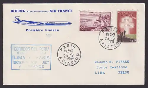 Flugpost Brief Air Mail Air France Frankreich Boeing 707 Paris Lima Peru
