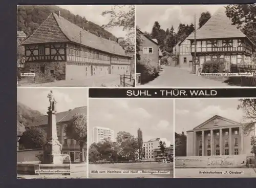 Ansichtskarte Suhl Thüringen Museum Fachwerkhaus Kulturhaus 7. Oktober Waffen