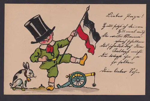 Ansichtskarte Scherzkarte Humor Kind Kanone Deutsche Reichsfahne