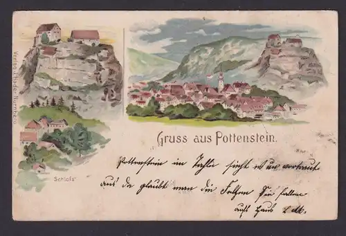 Litho Ansichtskarte Pottenstein Bayern n. Schillingsfürst