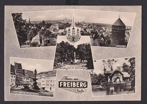 Ansichtskarte Freiberg Sachsen Versch. Ansichten Wappen
