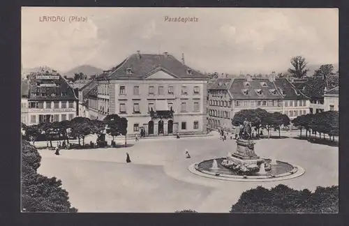 Ansichtskarte Landau Rheinland Pfalz Paradeplatz Denkmal Feldpost n.Braunschweig