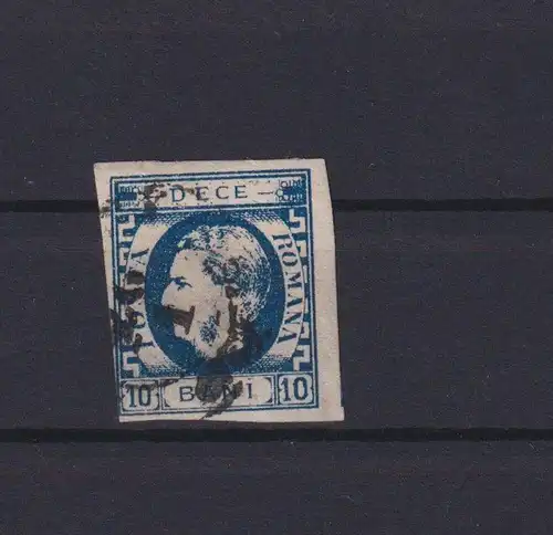 Rumänien Fürst Karl I. 22 b 10 Bani ultramarin gestempelt Kat 70,00 Ausgabe 1869