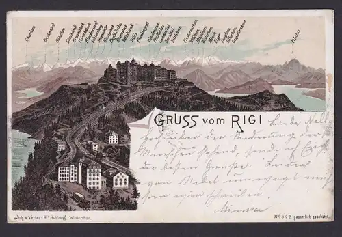Litho Ansichtskarte Rigi Schweiz n. Petzendorf Rapottenstein Österreich
