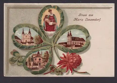 Litho Ansichtskarte Maria Lanzendorf Österreich Kleeblatt Glaube Kirche Religion