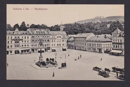 Ansichtskarte Sebnitz Sachsen Hauptplatz Denkmal Hotel Stadt Dresden
