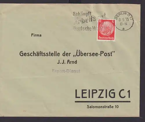 Deutsches Reich Drittes Reich Briefe SST Bekämpft die Arbeitsnot kauft Deutsche