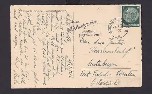 Deutsches Reich Drittes Reich Ansichtskarte SST Karlsruhe Baden n. Unterbergen