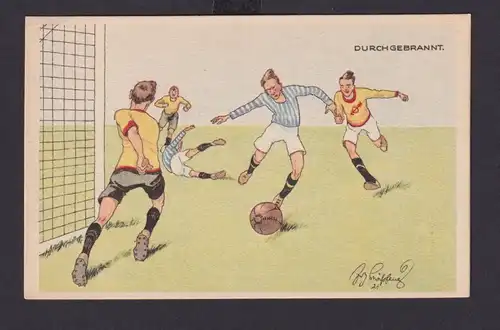 Ansichtskarte Sport Fußball Künstlerkarte signiert 1921 Der Hechtsprung