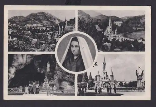 Ansichtskarte Lourdes Frankreich Ansichten nach Iserlohn Reichsbund Geldschein