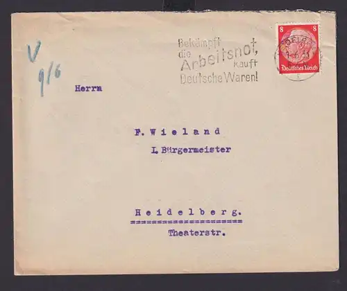 Deutsches Reich Drittes Reich Briefe SST Bekämpft die Arbeitsnot kauft deutsche