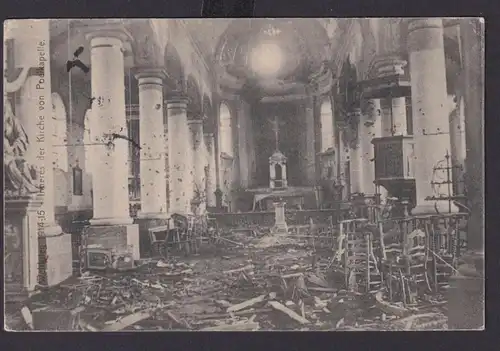 Ansichtskarte Poelkapelle Langemark Belgien Zerstörte Kirche 1. Weltkrieg