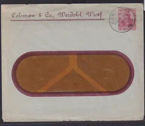 Briefmarken Deutsches Reich Brief Privatganzsache Colsman & Co Werdohl Westfalen