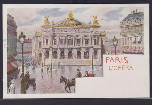 Ansichtskarte Künstlerkarte Paris Oper Pferdefuhrwerke